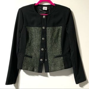 Cabi Snap Front Mixed Media Jacket metallic Shimmer Size M Medium